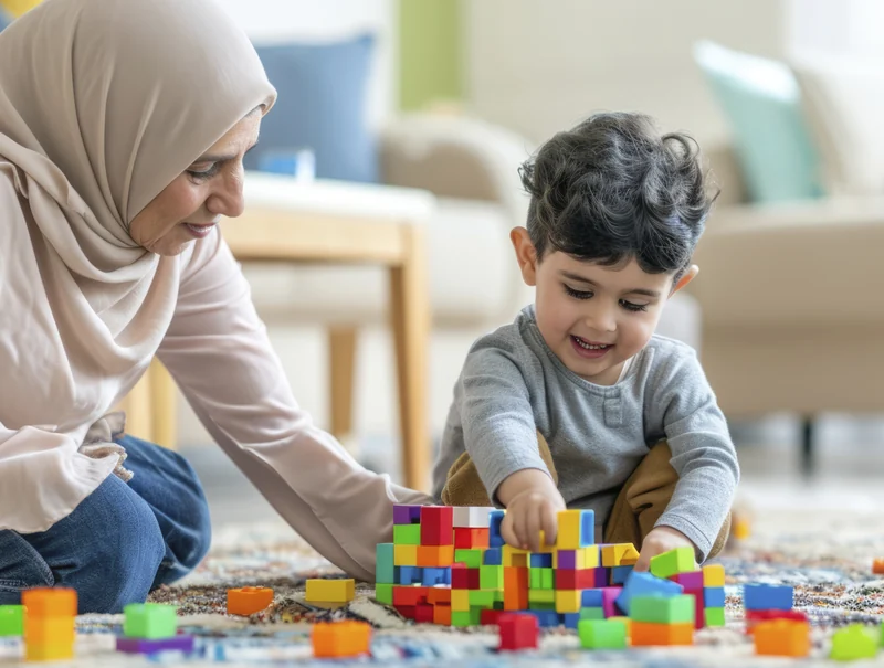 Child taking part in a supported learning activity.