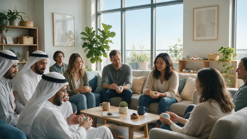 A collaborative workplace mental health session.